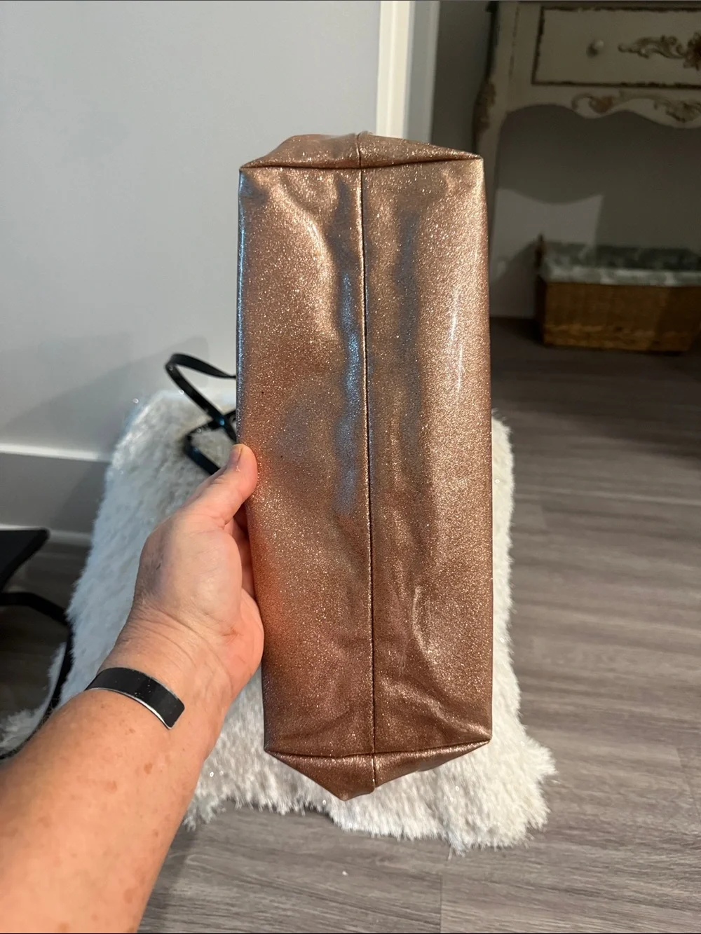 Kate Spade Rose Gold Glitter Tote with Matching Pouch